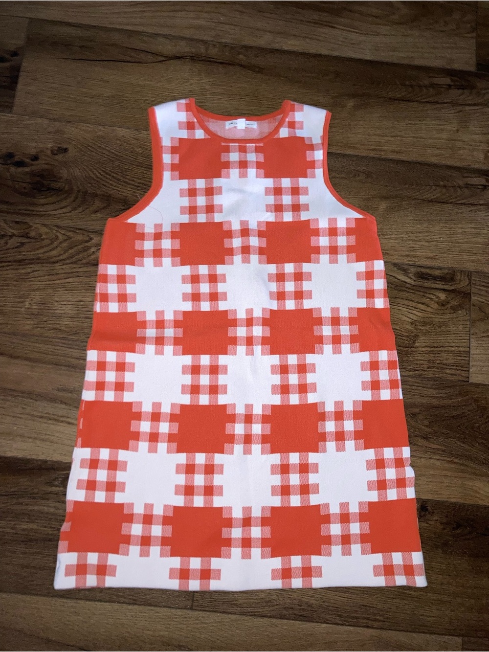 GREY LAB Orange and White Gingham Tank dress size m
